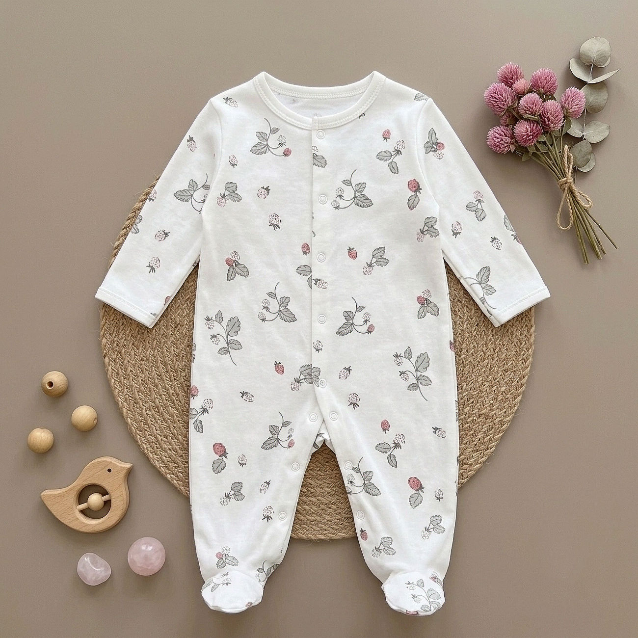 Mameluco para Bebé Niña de Algodón - Pijama con Pie y Manga Larga