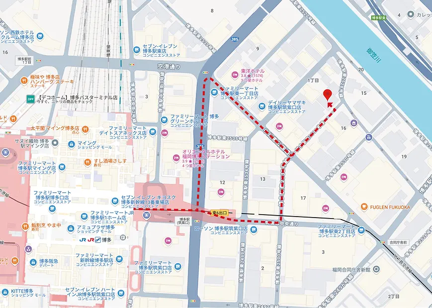 JR博多駅からのご案内マップ