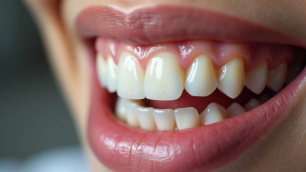 Close-up view of a healthy mouth with visible teeth and gums