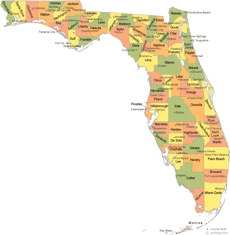 FLORIDA CITIES AND COUNTIES IN THE STATE OF FLORIDA