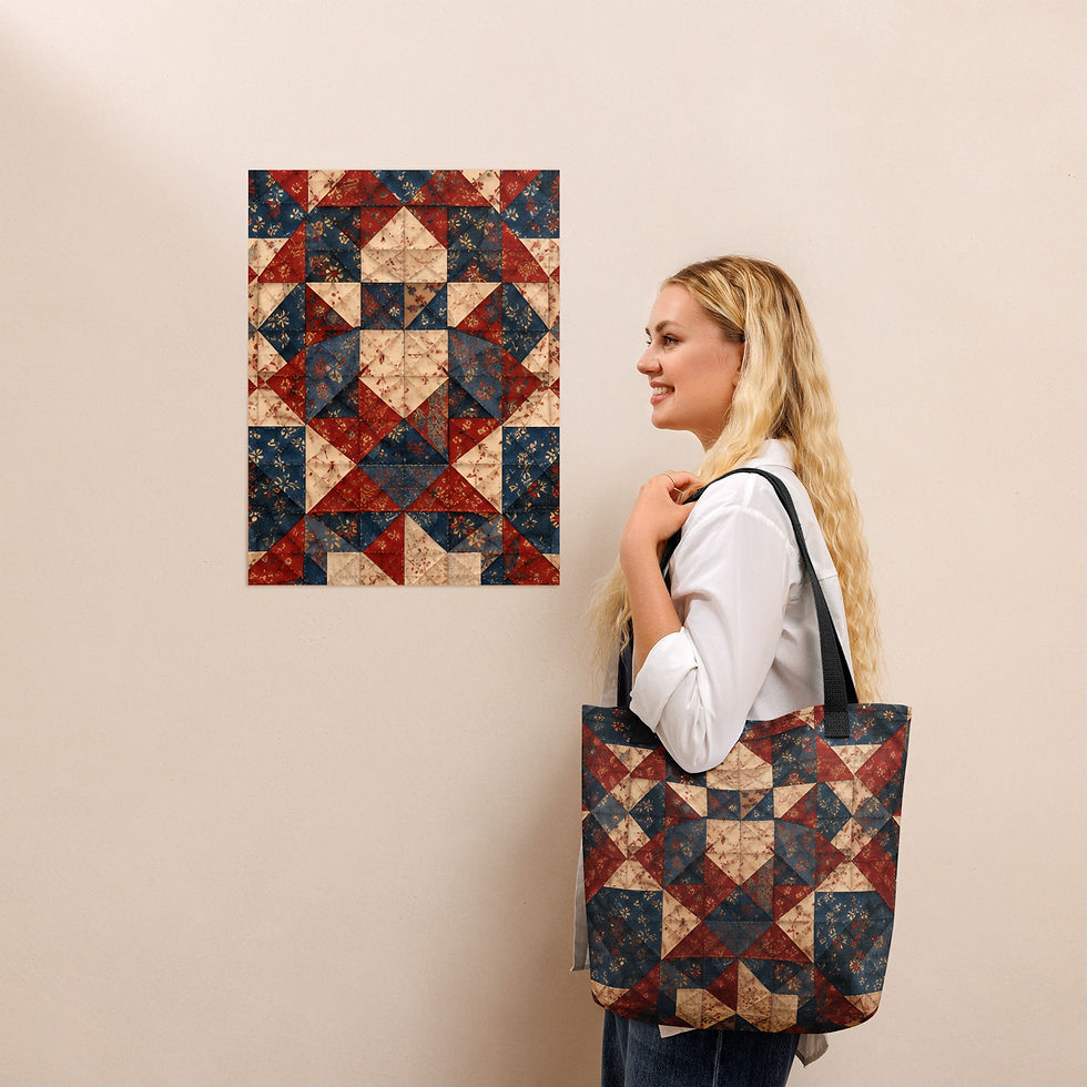 Thumbnail: Far Above Rubies Quilt Pattern Tote Bag