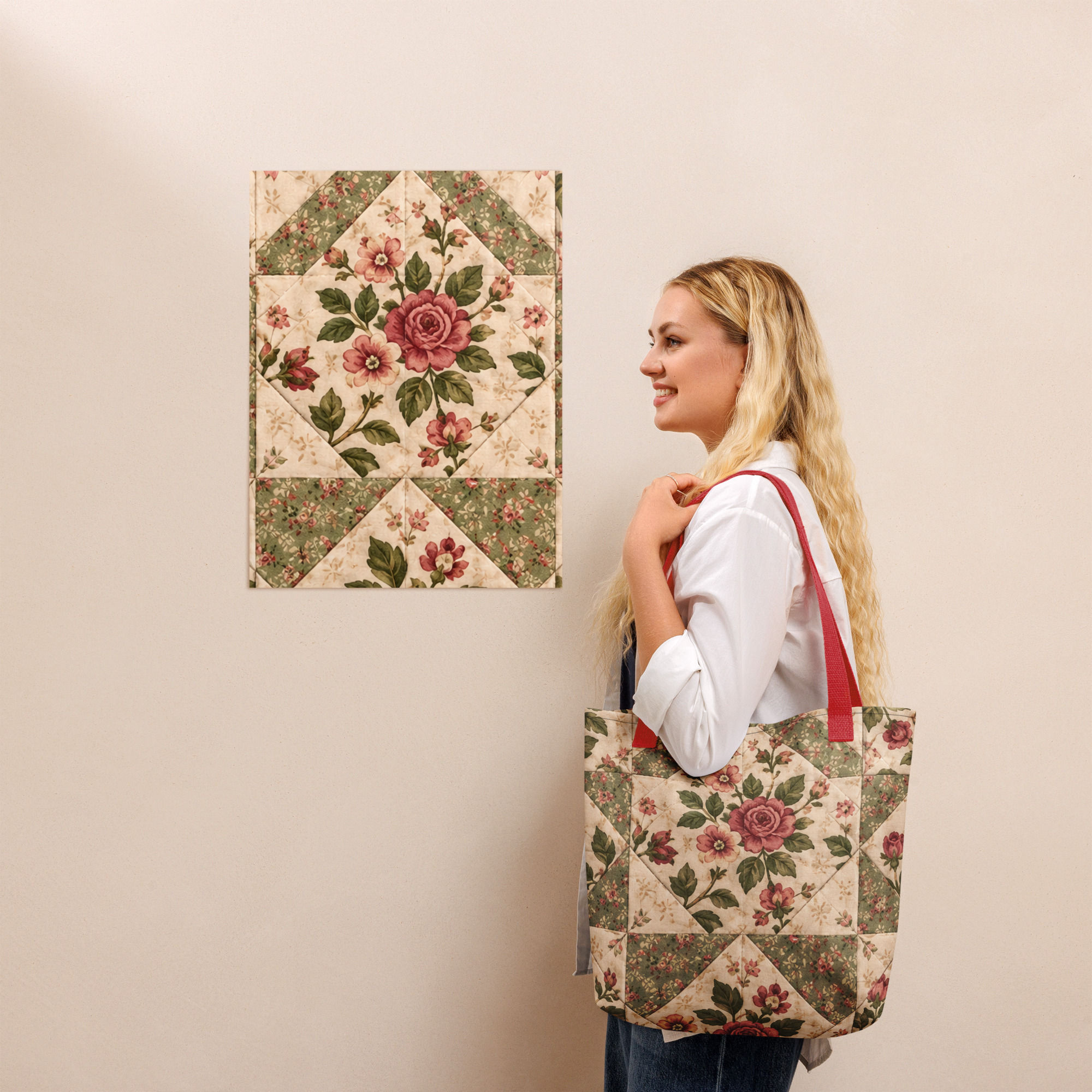 Garden of Eden Quilt Pattern Tote Bag