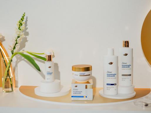 DOVE APRESENTA NOVA LINHA RECONSTRUÇÃO + AMINOÁCIDO COM TECNOLOGIA EXCLUSIVA PARA REPARAR ATÉ 99% DOS DANOS CAPILARES