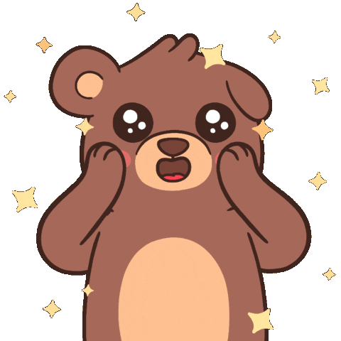 Urso marrom com expressão surpresa e mãos no rosto