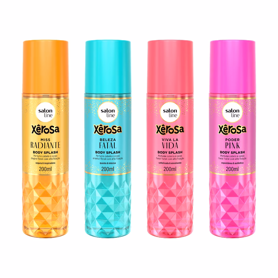 Kit Xêrosa Body Splash Poder Pink, Miss Radiante, Beleza Fatal e Viva La Vida