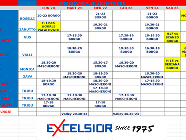 PROGRAMMA SETTIMANALE
