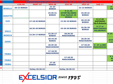 PROGRAMMA SETTIMANALE