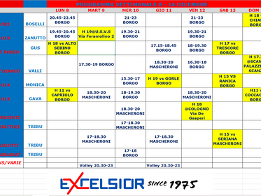 PROGRAMMA SETTIMANALE