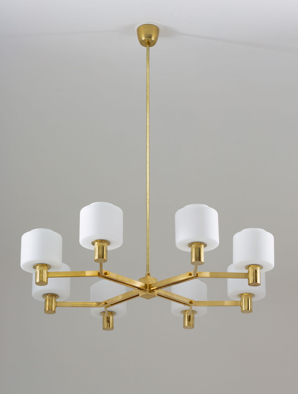 Thumbnail: Large Scandinavian Midcentury Chandeliers in Brass and Glass