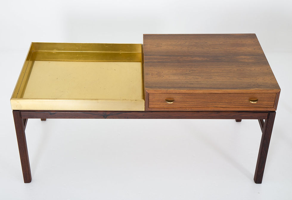 Thumbnail: Scandinavian Flower Tables Model "Casino" in Rosewood and Brass