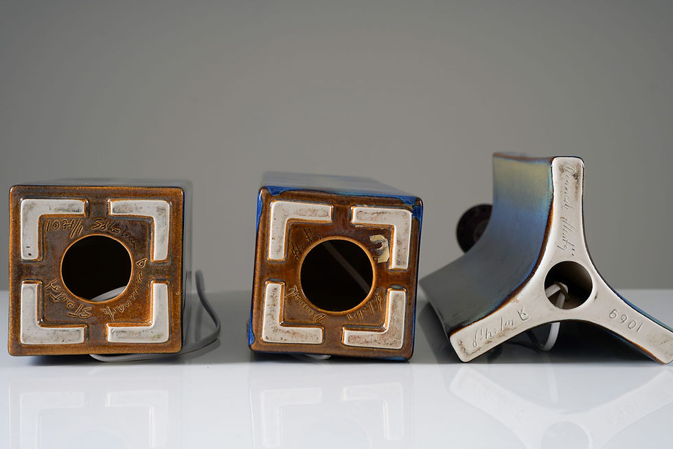 Thumbnail: Set of 3 Ceramic Table Lights by Søholm, Denmark