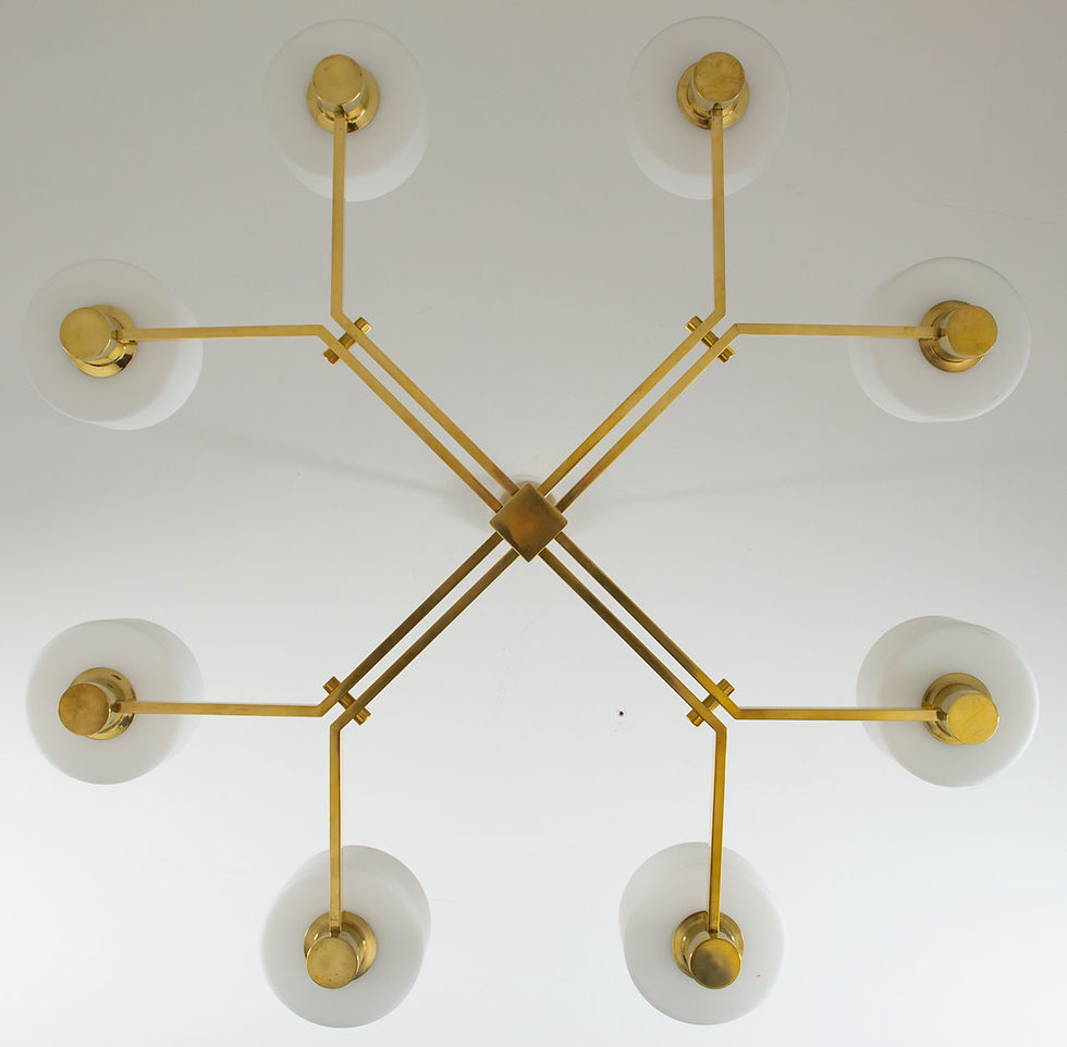 Thumbnail: Large Scandinavian Midcentury Chandeliers in Brass and Glass