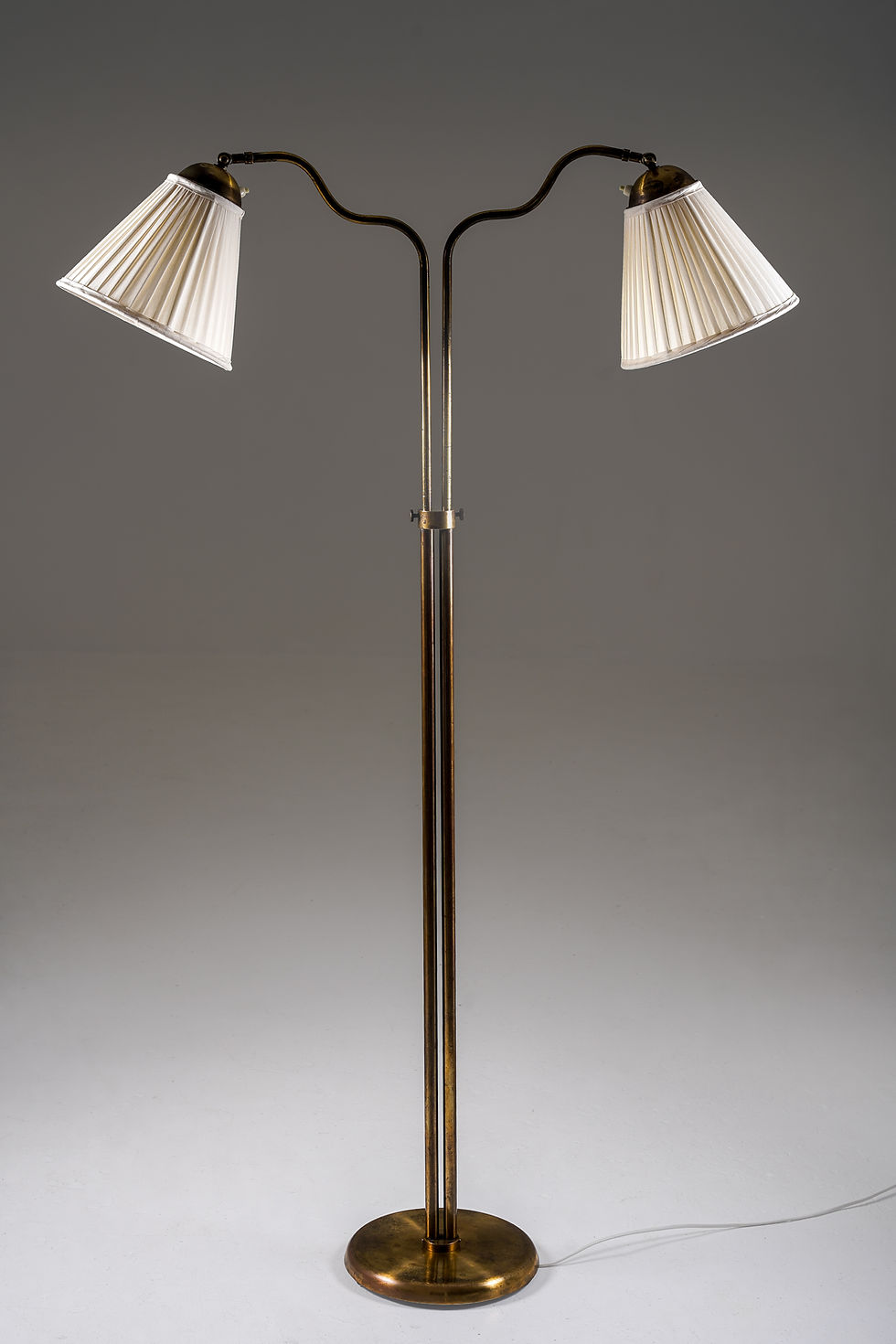 Thumbnail: Swedish Modern Floor Lamp in Brass, 1940s.
