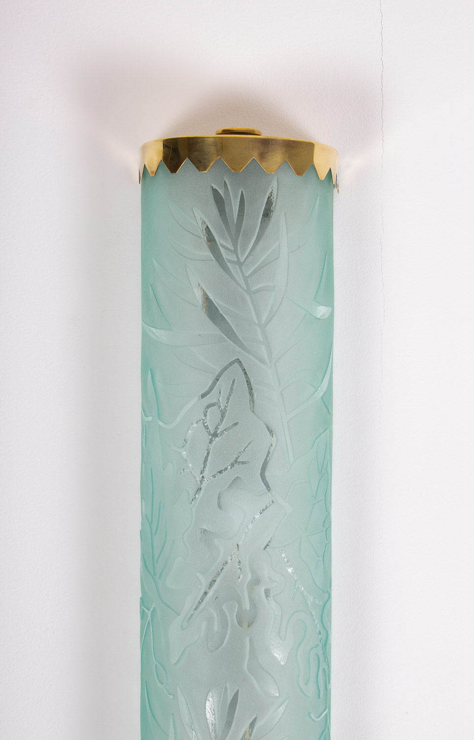 Thumbnail: Swedish Modern Wall Sconce in Brass and Glass by Carl Erik Bodén for Glössner