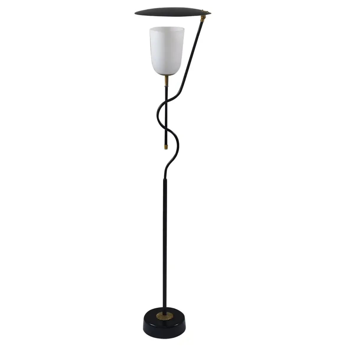 Scandinavian Mid Century Floor Lamp in Metal and Brass