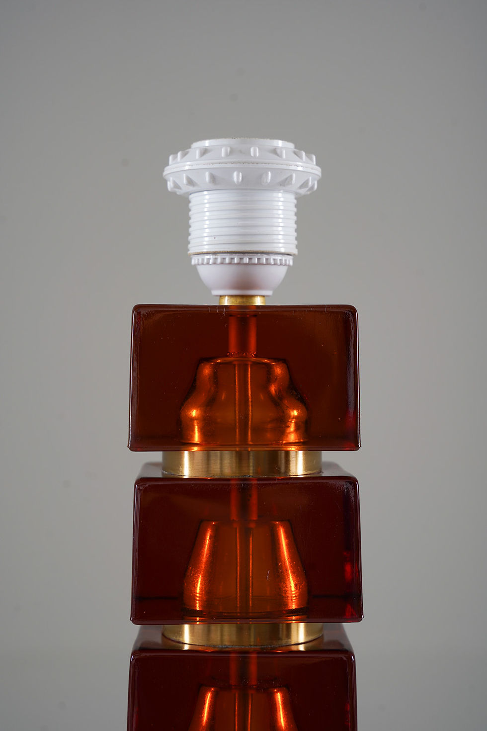 Thumbnail: Pair of Swedish Mid-century Table Lamps in Glass and Brass