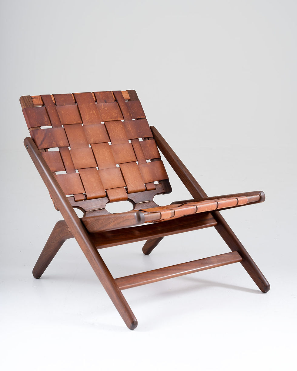 Thumbnail: Danish Easy Chair by Arne Hovmand-Olsen in Leather and Walnut