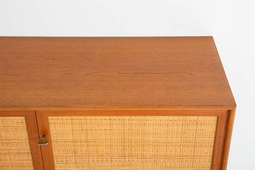 Thumbnail: Pair of Mid Century Scandinavian Sideboards in Teak and Rattan by Alf Svensson