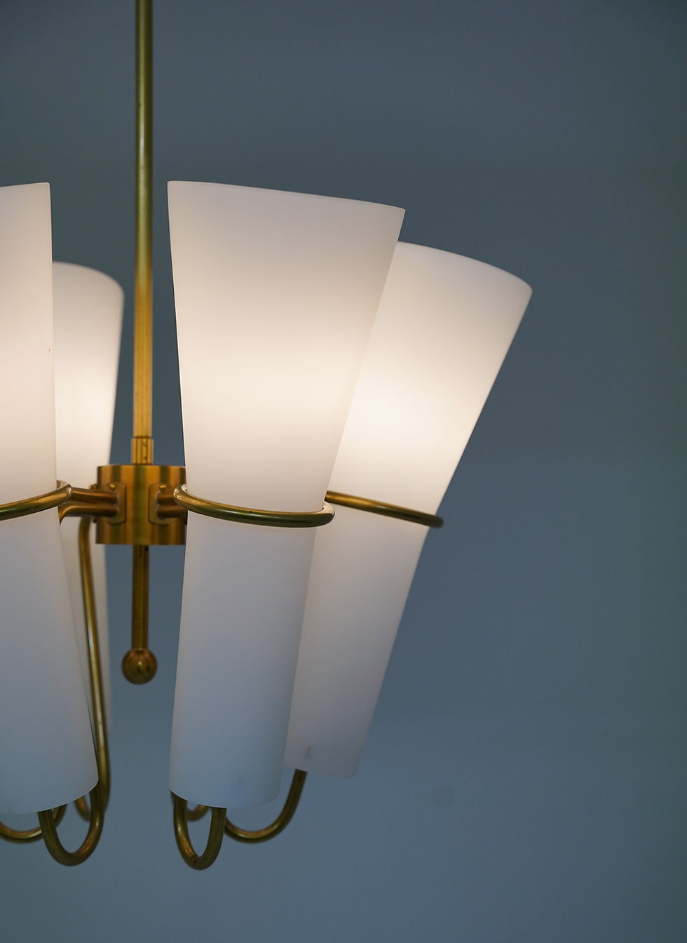 Thumbnail: Chandeliers in Brass and Opaline Glass by Hans-Agne Jakobsson