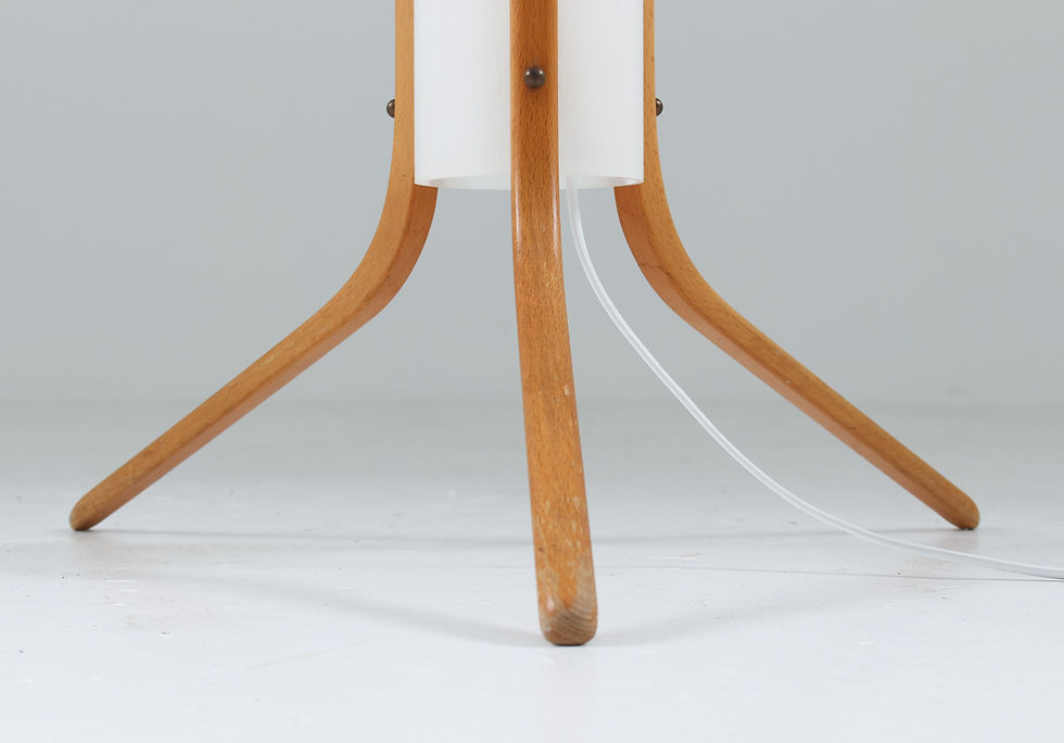 Thumbnail: Swedish Midcentury Floor Lamp in Acrylic and Beech by Eskilstuna, 1960s