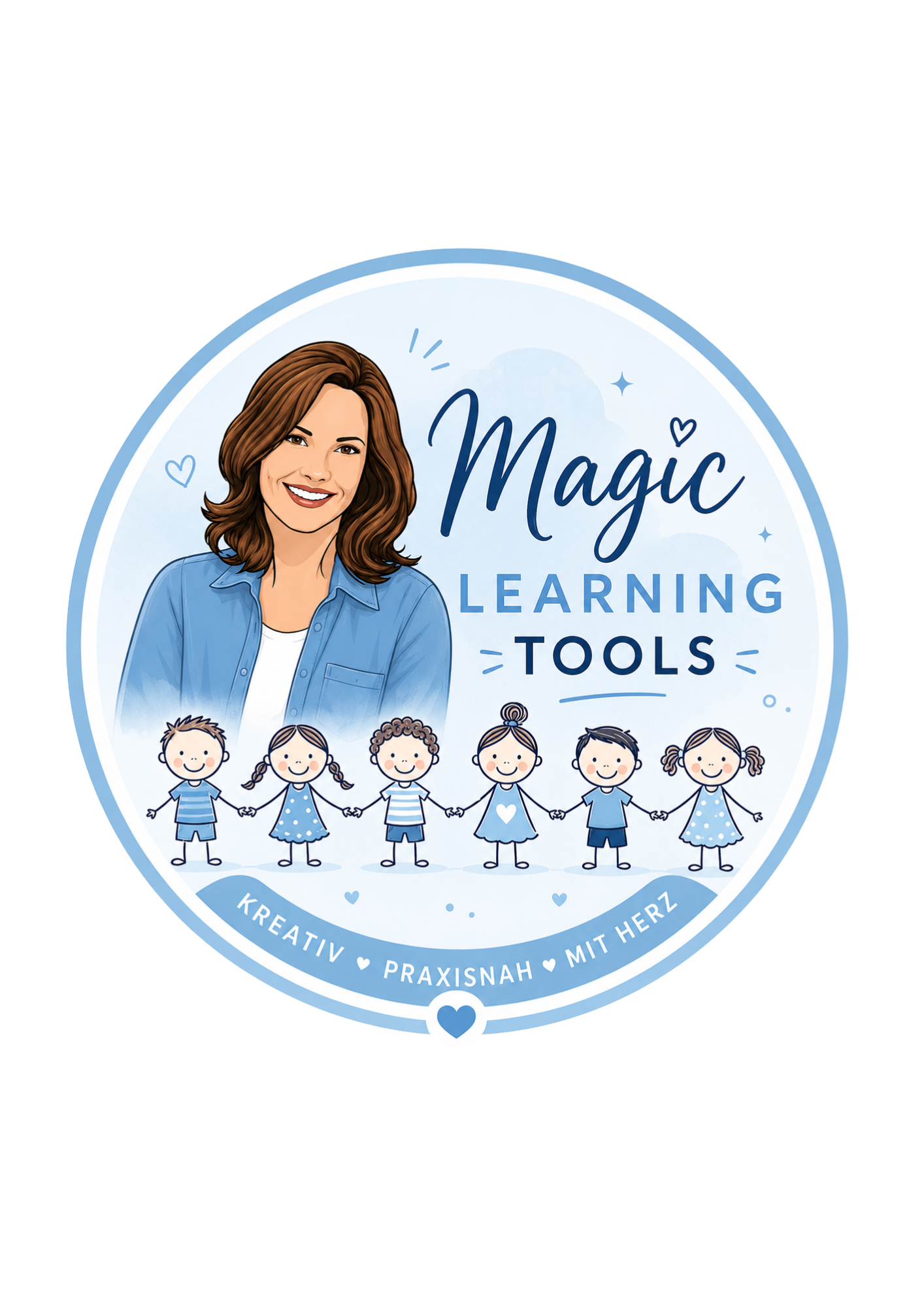 Logo von Magic Learning Tools mit Lehrerin und Kindern.