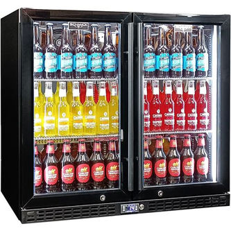 Schmick Twin Door Quiet Running Black Triple Glazed Glass Door Bar Fridge Model SK246-B.jp
