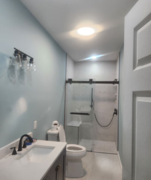 Curbless shower in Cramerton, Gaston County, NC and ADA compliant access built by Campara Construction