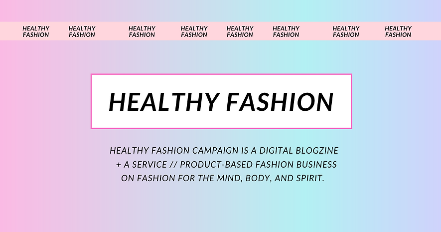 A Banner for healthy fashion campaign in a pink and blue holographic background