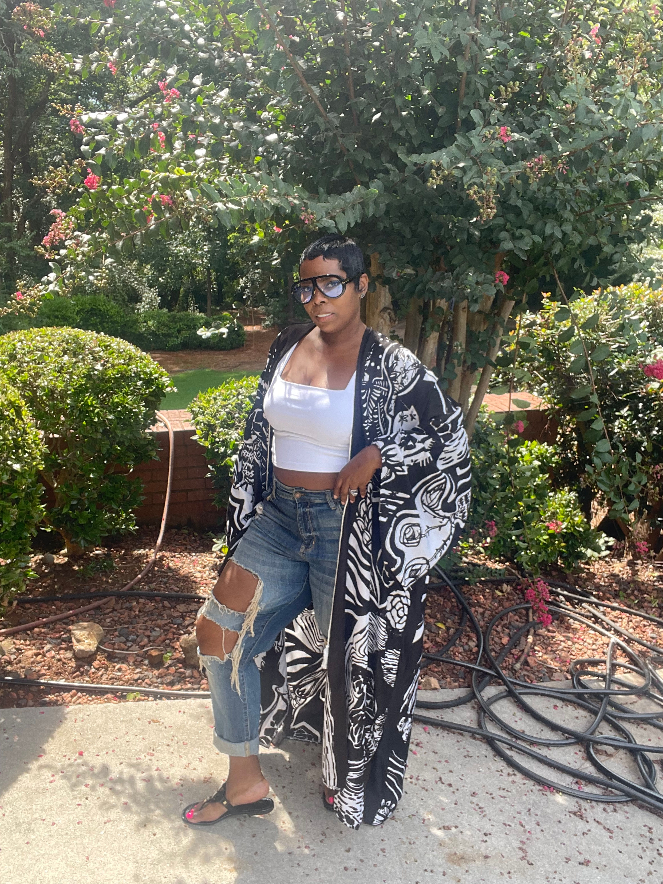 Black and White Kimono