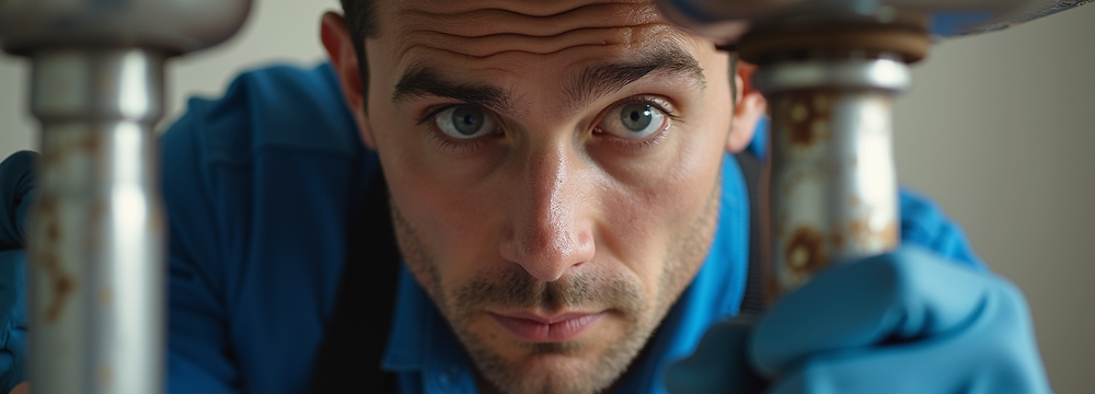 plumbing inspecting a sink