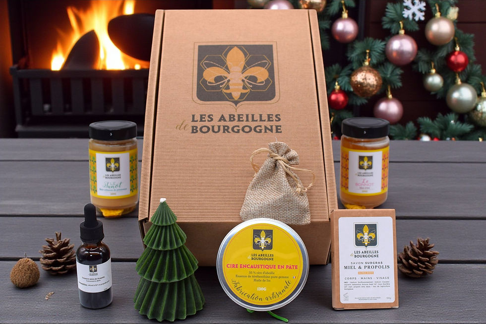Miniature : Coffret Bien-Être Bio Les Abeilles de Bourgogne – Miel, bougie, savon, propolis et cire d’abeille artisanale