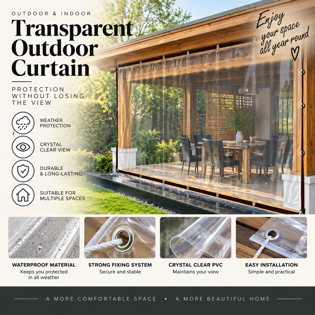 ClearView Waterproof Outdoor Curtain