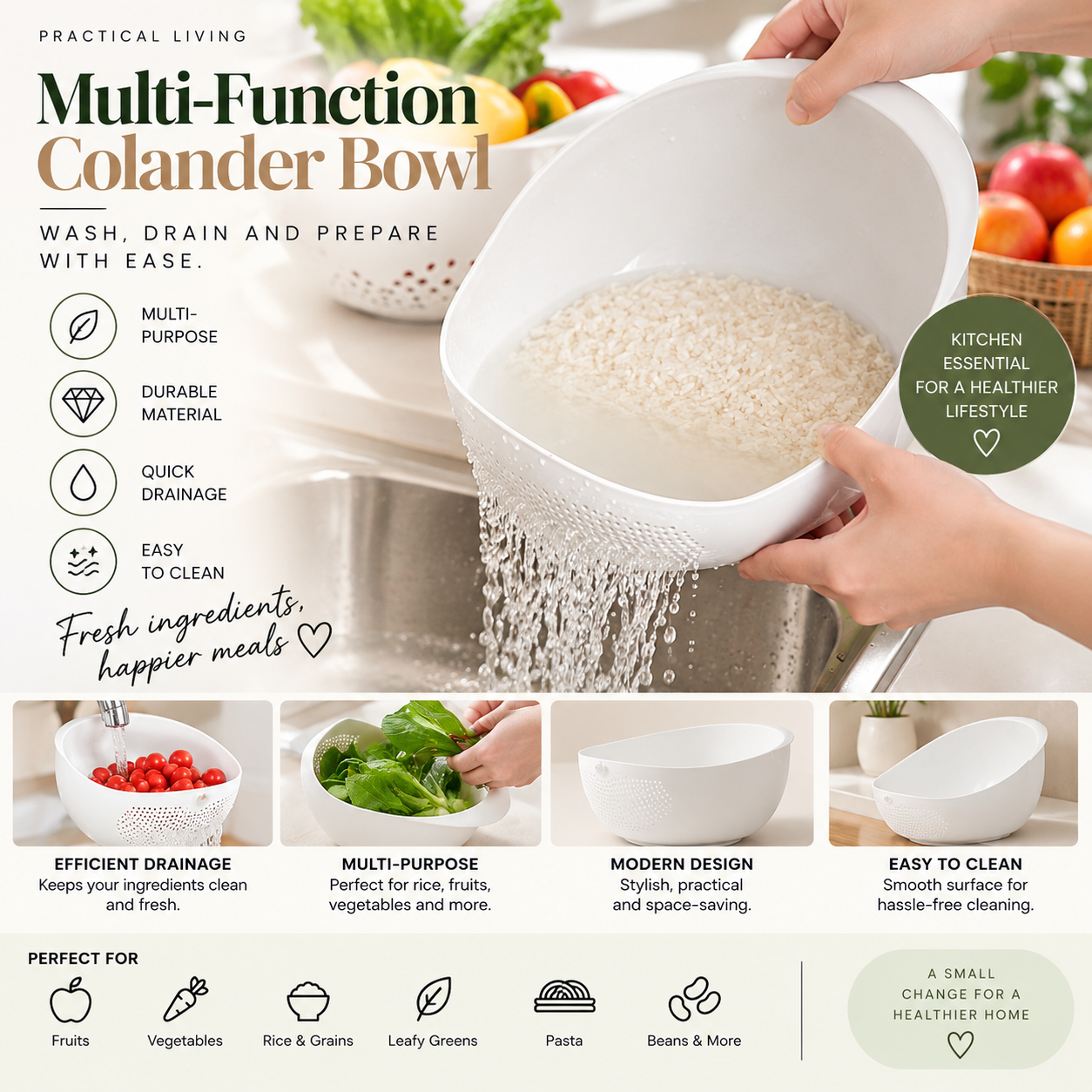 FreshFlow Multi-Purpose Colander Bowl