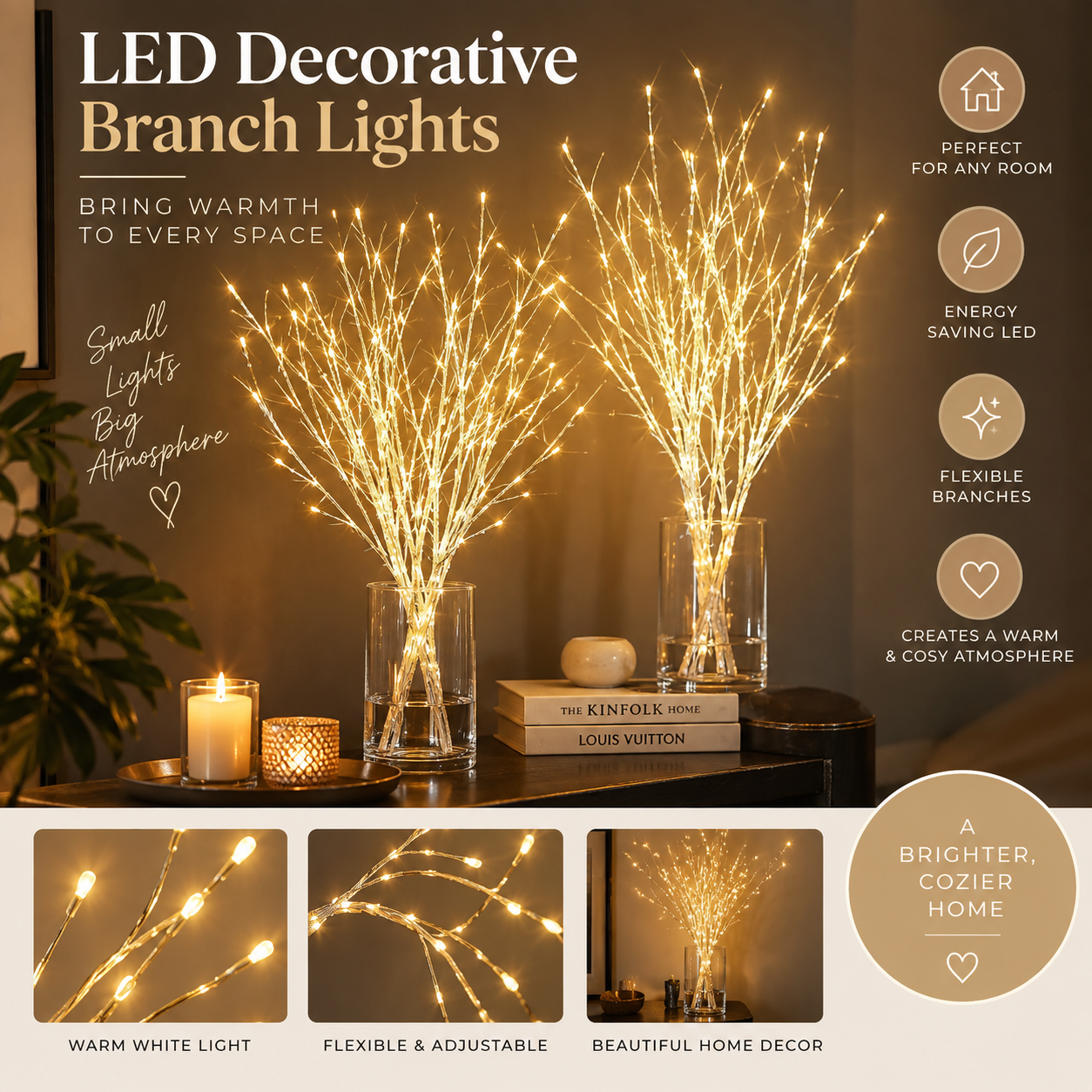 Golden Glow LED Branch Lights