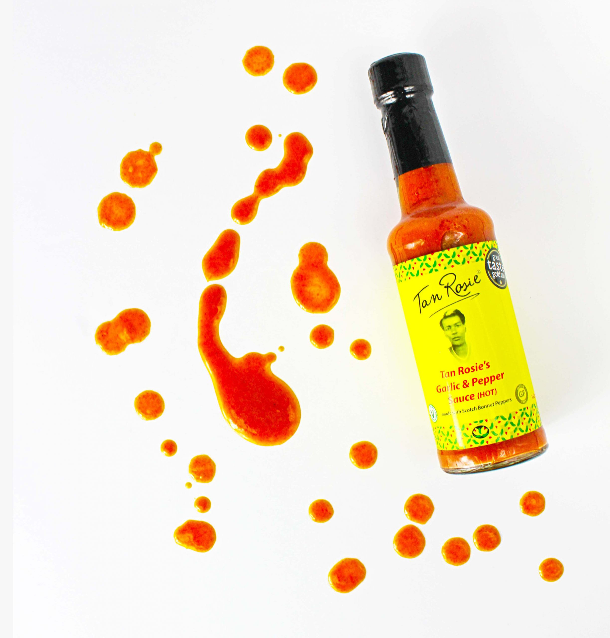 Tan Rosie Garlic Pepper Scotch Bonnet Hot Sauce