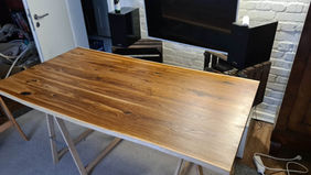 höhenverstellbarer Schreibtisch Eiche, Echtholz