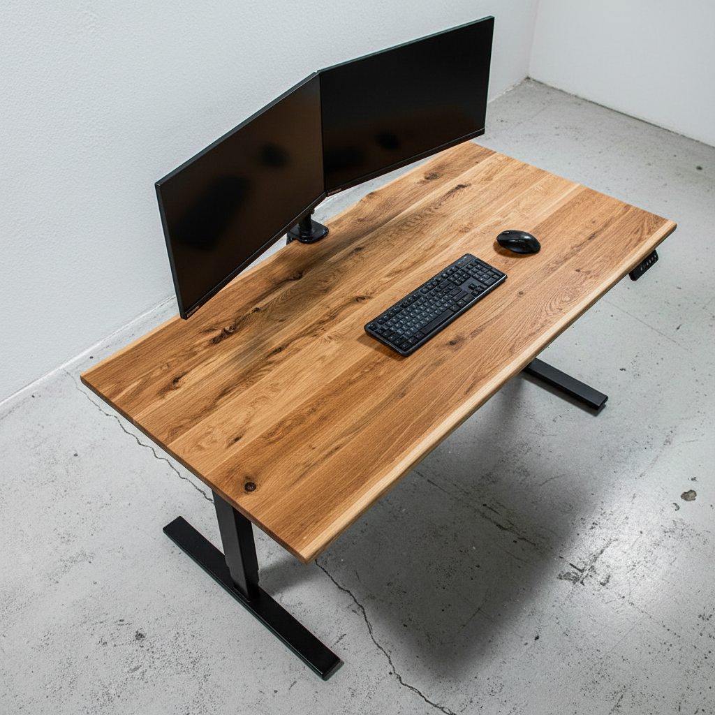 höhenverstellbarer Schreibtisch Eichenholz