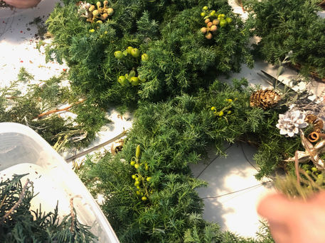 2018.12.08みつろうグリーンキャンドルとジュニパーで作るリース(福岡久山アトリエ)