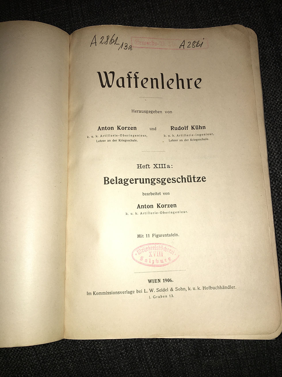 Miniatyrbild: Waffenlehre tryckt 1906 om belägringskanoner