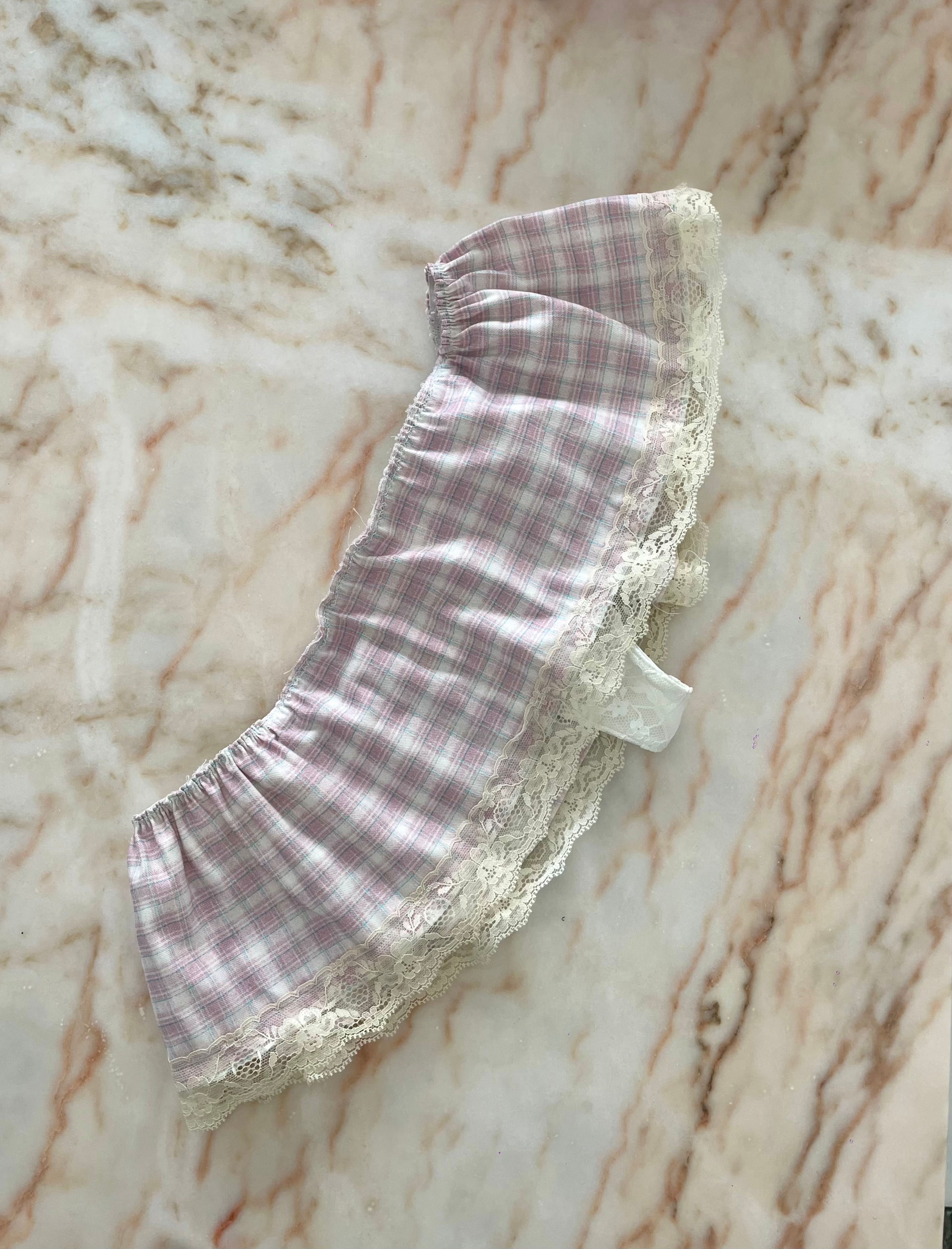 Pink Tartan Lace Mini Skirt Set