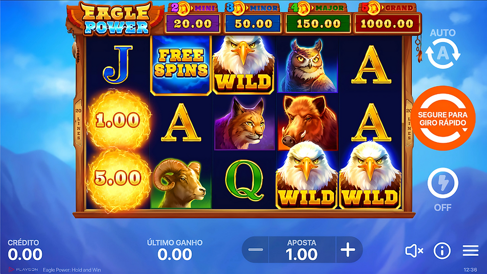 Tela de Eagle Power Hold and Win