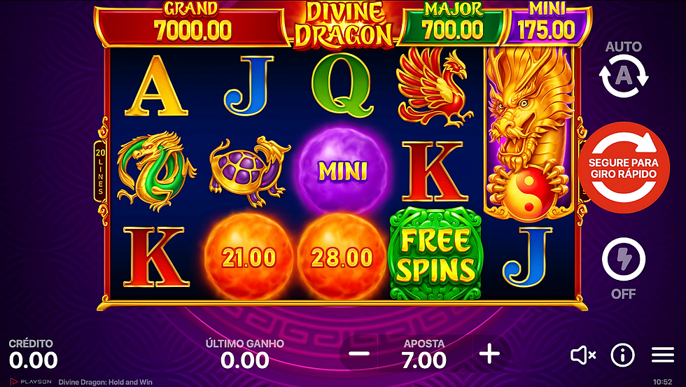 Tela de Divine Dragon