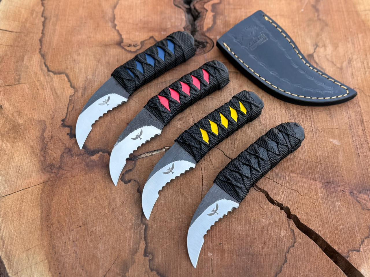 Pivia Moon Pikal and Elvia style Hybrid SERRATED HOOK DOWN Knife with choice