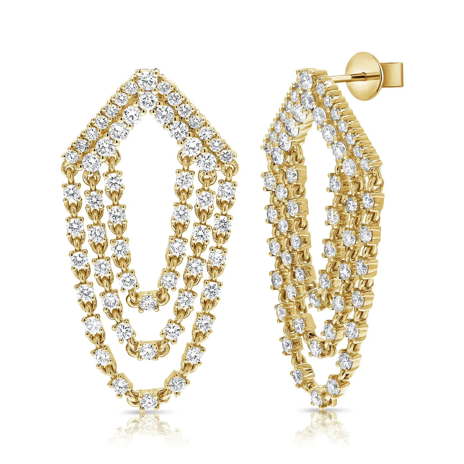 Glorious Layered Diamond Drop Chain Earrings