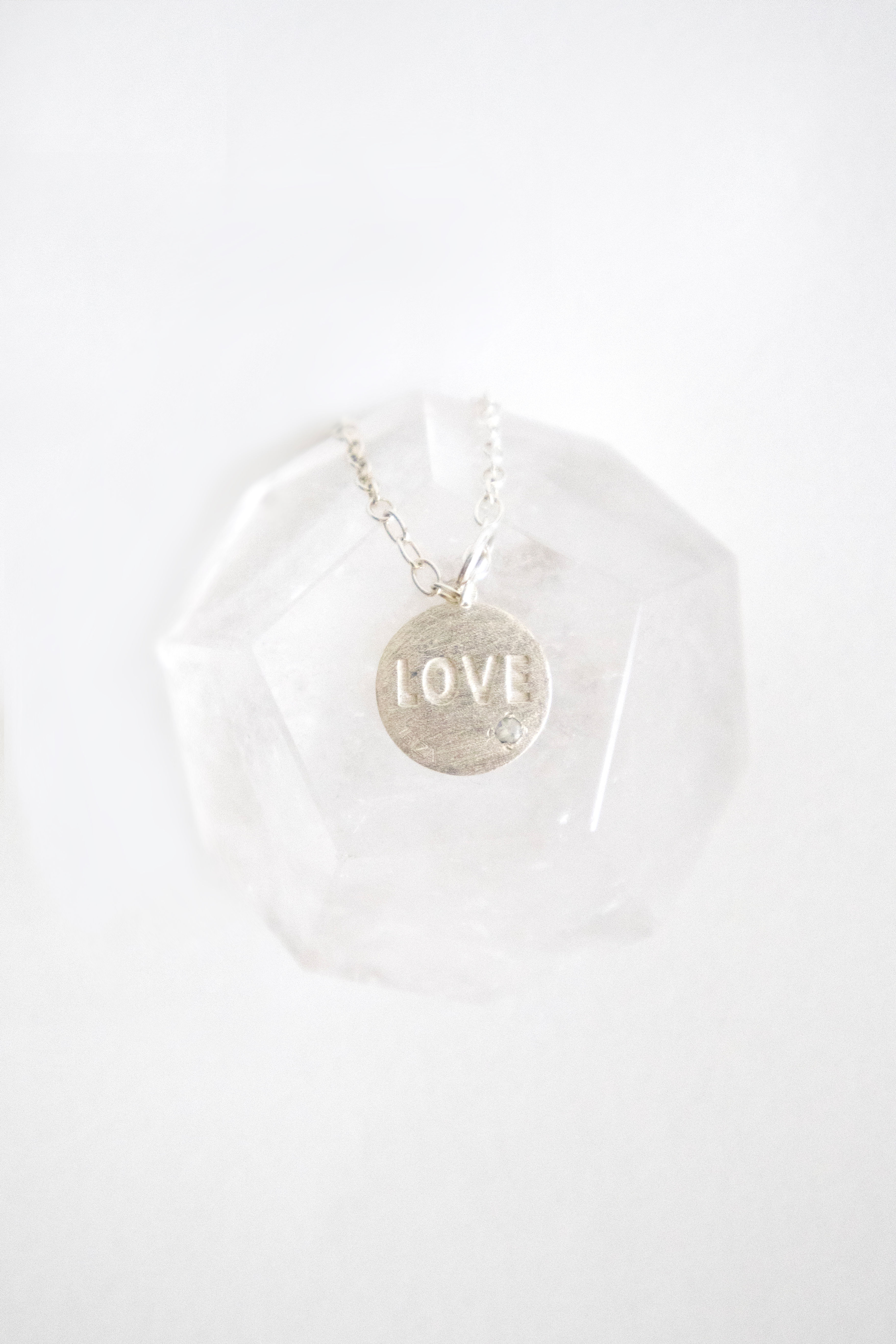 Sterling Silver Diamond I Am Love Pendant