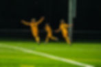SUNY Brockport men's soccer team players celebrating a goal on August 29, 2025, in Brockport, N.Y. (Photo: Brockport Athletics)