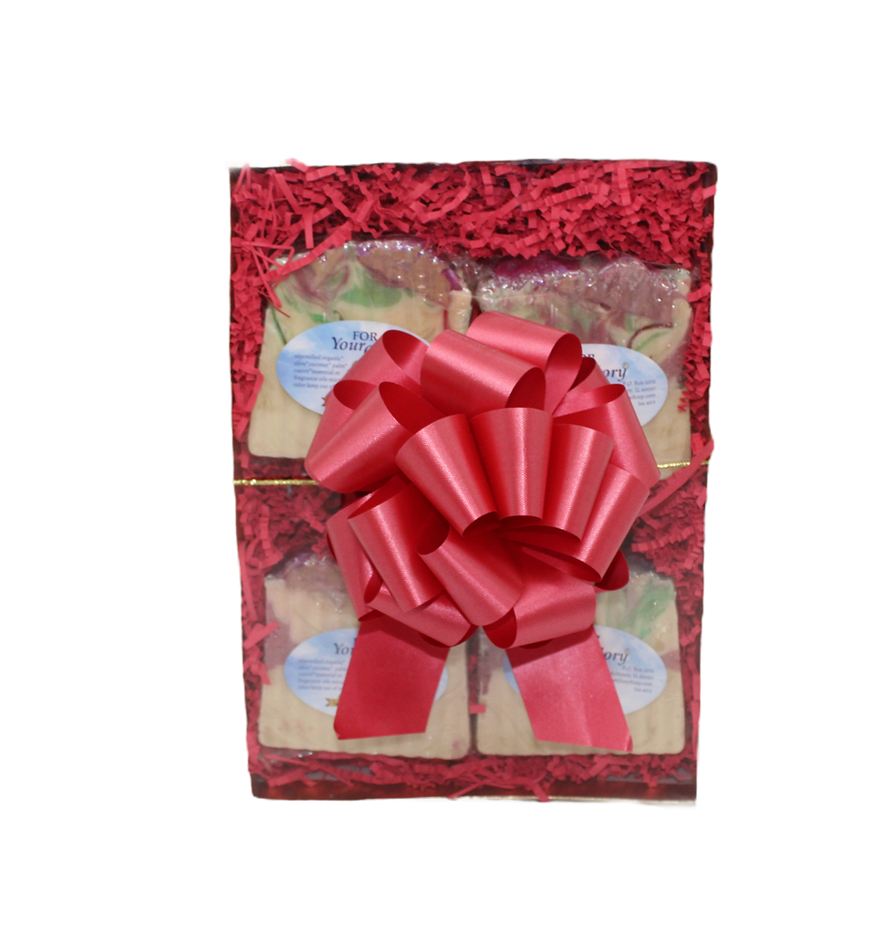 Thumbnail: Luxury fragrance oil soap gift set in gold box bow and gift tag