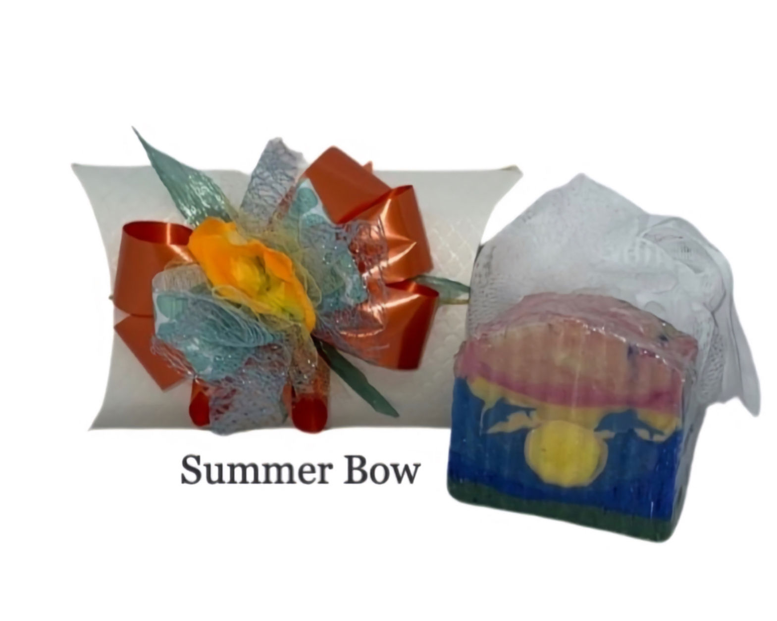 Handcrafted Castile-style soap in luxury quilted pillow box with mesh sponge