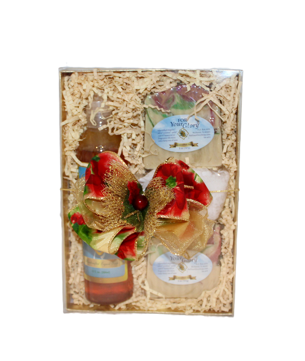 Thumbnail: Luxury handcrafted Castile-style soap gift set with natural essential oil bars in decorative box.