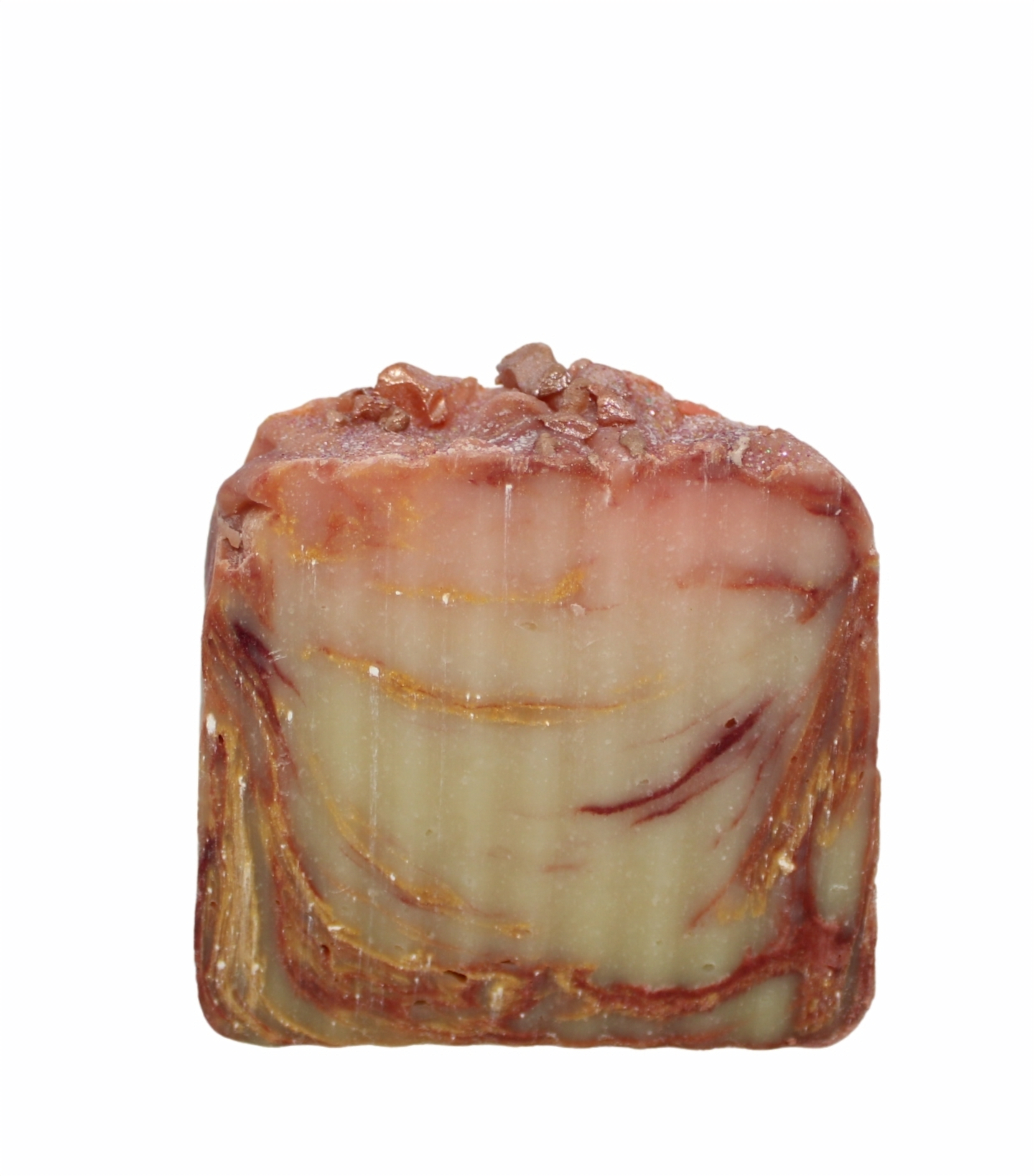 Handcrafted Castile-style Peach & Mango bar soap made with organic oils and natural mica.